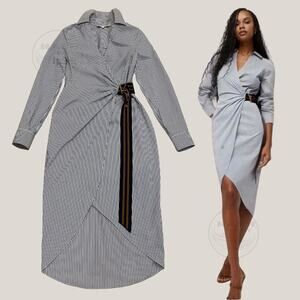 Veronica Beard 2 Jacinda Shirt Dress | Blue + White Stripe, Belted NWOT $498